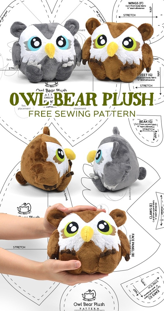 Выкройка мягкая игрушка совомед ( Owl Bear)